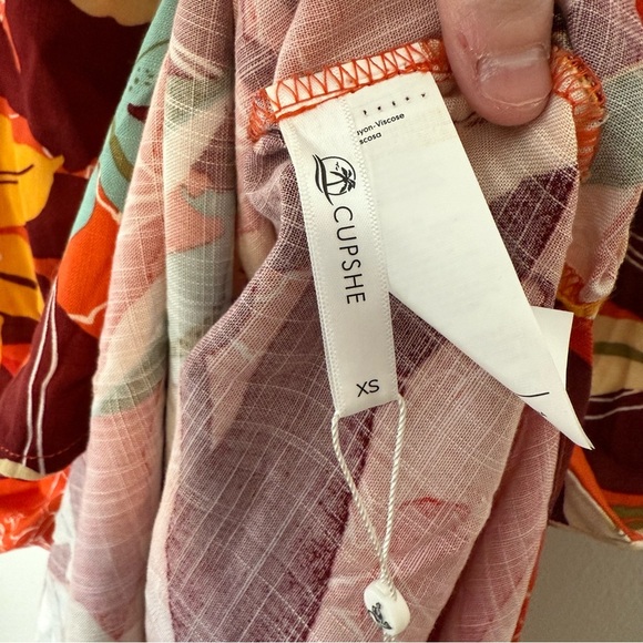 Cupshe Orange Floral Shift Midi Dress w Tie Shoulders and Slits Women’s XS New - Picture 3 of 7